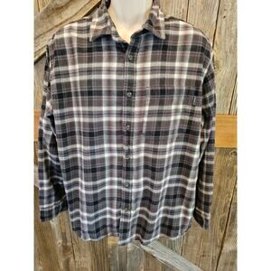 Eddie bauer size XL black brown plaid flannel button up 90s y2k EUC Warm winter